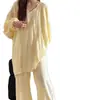 Pijama de Verano y Otoño para Mujer, Holgado, Adelgazante, Transfronterizo, Conjunto Delgado de Manga Larga y Pantalón Largo, Ropa de Casa que se Puede Usar Afuera