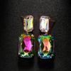 Moda Europeia e Americana novos brincos quadrados de diamante colorido estilo ins para mulheres brincos simples de alta qualidade brincos