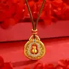 Tienda de oro con el mismo estilo de collar colgante de calabaza giratoria de oro de arena vietnamita para hombres y mujeres, tiempo de doble cosecha Fu Lu, joyería para el cuello de suéter