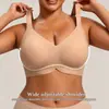 Artículo popular de exportación de Amazon SHEIN: ropa interior para mujer de talla grande, sin costuras, sin aros, cómoda, con escote en V, de color liso