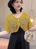 Xale de Tricô de Alta Qualidade Roupa Externa Feminina Gola Alta Preguiçosa Sneak com Moda Saia Lápis Cheongsam Blusa Ondulada para Ambiente com Ar Condicionado