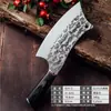 Fábrica estoque cabeça de aço afiada forjamento a martelo picar faca de cozinha de dupla finalidade machete de fatiar de aço inoxidável faca doméstica