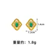 Brincos de Ouro Vietnamita com Zircônia Incrustada, Brincos Retrô Estilo Palácio com Recortes de Losango e Flor de Quatro Folhas, Joias Luxuosas e Duradouras