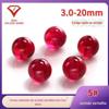 Fabricante de Wuzhou Atacado 5 # Corindo Vermelho Contas Redondas de Furo Único 3.0~20mm Contas de Corindo Claro Furo Único Corindo Vermelho Sintético