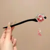 Pasador de Gama Alta con un Toque Femenino, Borlas y Flores de Estilo Antiguo, Pasador Versátil para Hanfu, Pasador para Recogido en la Parte Trasera de la Cabeza