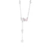 Collar de Plata Pura S999 con Flor de Mariposa de Resina y Borla Estilo Bosque Fresco Cadena Elegante de Nicho para Clavícula Venta al por Mayor
