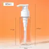 Frasco de Óleo Essencial Plástico Tipo Pump 60/80/100ml, Frasco Pequeno Vazio Recarregável Pet para Viagem, Frasco Transparente para Loção com Ombro Plano
