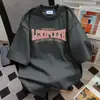 Camiseta Feminina Verão 2025 Nicho Gola Redonda Versátil Retrô Americano Top Vintage Solto Manga Curta Estampado com Letras