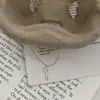 Mini Chave da Sorte Banhada a Prata 925 Ouro 18K Pingente de Zircônia Colar Brilhante Design de Luxo Acessível Corrente para Clavícula