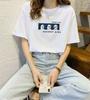 Verano Nueva Camiseta de Manga Corta para Mujer Algodón Suelta Estilo Coreano Ins Ropa de Mujer Versátil Estampado de Dibujos Animados Top de Media Manga Trendy Exportación
