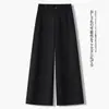 Pantalones casuales de pierna ancha, tiro alto, fluidos, estilizan, pierna recta para otoño, talla grande, corte holgado, cubren la cadera, ropa de trabajo, ropa versátil para mujer