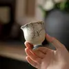Glaseado de Caramelo Wisteria Pintada a Mano Cerámica Taza Maestra Color Bajo Esmalte Azul y Blanco Rojo Sílex Taza de Té Alta Juego de Té para el Hogar Retro