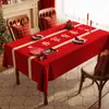 Mantel de Año Nuevo 2026 Impermeable y a Prueba de Aceite Sin Lavado Rojo Festivo Mantel Protector de Mesa Boda Doble Felicidad Mantel para Mesa de Centro