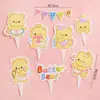 Decoraciones para pastel de cumpleaños de niños de moda roja te desean un feliz cumpleaños tarjeta de oso adorno para hornear