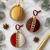 Bestseller de Amazon 8cm Adorno de Bola de Navidad Decoración de Árbol de Navidad Tela Cuadros Festivos Espuma Navideña Adorno Colgante