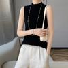 Roupas de primeira linha macias glutinosas meia gola alta camisola de lã 2023 outono e inverno suéter interno sem mangas fundo