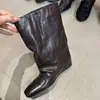 Nueva colección de otoño e invierno: botas de moda para mujer, de punta cuadrada, holgadas, hasta media pantorrilla, botines y botas de ciclismo