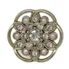 Botões de Metal com Pedrarias e Pérolas em Formato de Flor Recortada para Tops de Malha, Jaquetas e Vestidos