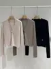 BORBOTIE Ropa de punto para mujer 2026 Primavera y Otoño Nuevo Estilo LP Old Money Cárdigan de cachemir liso de cuello en V acanalado