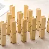Pinzas para la ropa de bambú natural, Paquete de 20, No marcan, Antideslizantes, Clips a prueba de viento, Prácticas para secar ropa y calcetines en casa