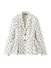 Ropa Europea y Americana Transfronteriza para Mujer Moda Otoño e Invierno 2025 Blazer de Lunares de Manga Larga con Cuello de Solapa Doble Venta al por Mayor para Mujer