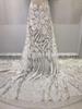 Tecido de Renda de Malha com Lantejoulas Africanas Bordado com Contas Renda de Lantejoulas Tecido para Vestido MN3097