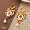 Pendientes Vintage Antiguos de Época Serie de Pintura al Óleo Van Gogh Flor de Aceite Goteante Borla de Perla Pendientes Joker Venta al por Mayor