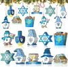 Novo produto transfronteiriço: Conjunto de 20 peças de pingentes decorativos de madeira azuis para Hanukkah, adequado para decoração de festa de feriado