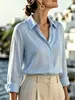 Camisas y camisetas para mujer de talla grande para primavera y verano, color liso, ligeramente elásticas, mangas de longitud media, elegantes, adecuadas para ir al trabajo, casuales, versátiles, al por mayor
