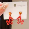 Pendientes Ankela Aguja de Plata Circonita Caballo Rojo para el Año del Caballo, Pendientes de Lujo Ligero de Gama Alta, Elegantes y Modernos Accesorios de Oreja para Mujer