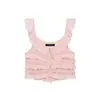 Fabricante Mayorista de Ropa para Mujer Transfronteriza Moda Estilo Europeo y Americano Top Camisola Decorativo en Capas con Adorno de Encaje