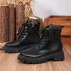 Comercio Electrónico Transfronterizo Otoño 2026 Estilo Nuevo Botas de Combate para Mujer Suela Gruesa Botas Estilizadoras para Personas Pequeñas con Cordones Botines Bajos