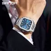 Sanda Novo Relógio Masculino Simples e Elegante Quadrado Relógio Mecânico Masculino Calendário À Prova D'água Pulseira de Aço Sólido Relógio Masculino para Negócios