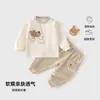 Conjunto de Ropa Interior para Bebé Estilo Primavera y Otoño Terciopelo Suave Conjunto de Dos Piezas Separado Otoño Top y Pantalones para Bebé Ropa Exterior de Dibujos Animados para Bebé
