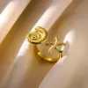 Anillo de Acero Titanio con Estrella de Mar y Caracola de Presión de Aceite para Mujer con Incrustaciones de Circonita Diseño a Juego Joyería de Playa de Verano Venta al por Mayor