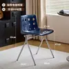 Silla perforada de estilo dopamina de moda para cafeterías y tiendas de té con leche, silla comercial con estructura de acero electrochapado, silla perforada vintage tipo queso