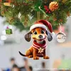 Decoración de Navidad Navideña de Dibujos Animados Acrílica para Perros Salchicha Transfronteriza Nuevas Decoraciones Navideñas Colgante para Árbol de Navidad