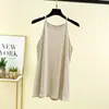 Camisola de tirante halter de modal para mujer, verano, fina, interior, corte ajustado, tipo tubo, chaleco negro con abertura lateral