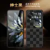 [Entrega sem costura] Capa para celular com tela dobrável FindN3Flip couro sintético tabuleiro de xadrez xadrez borda preta ranhura folheado Novo