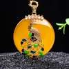 Colgante de paz de pavo real amarillo aceite de pollo incrustado en jade, adorno de jade, vintage, lujo ligero, elegante, disponible para venta al por mayor