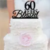 Tarjeta de Pastel Acrílica Personalizada para 60 Aniversario, Cumpleaños Tarjeta de Pastel con Alfabeto Inglés Retro Tarjeta de Pastel