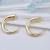 Novedad Pendientes estilo europeo y americano en forma de C color dorado claro pendientes de aguja de plata versátiles de alta calidad pendientes de anillo liso simples joyería para orejas
