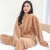 Invierno cálido franela ropa de casa nuevo pijama de forro polar engrosado traje de vellón coral para mujer venta al por mayor de fábrica