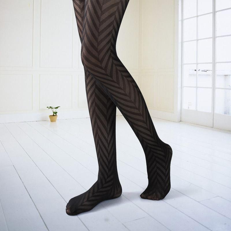 大箭头斜纹提花连裤袜-803