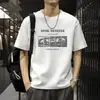 Camiseta de Verão Masculina com Gola Redonda e Manga Curta, Estilo Novo com Estampa de Letras, Solta e Versátil, Blusa Fina e Respirável de Manga Meia-Manga Atacado