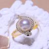 Accesorios de bricolaje, anillo de perla de plata esterlina S925, soporte vacío, anillo de serpiente con microincrustaciones, soporte de anillo, soporte de plata semiacabado de 8 mm
