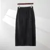 2025 Nuevo Otoño e Invierno Falda de Punto 100% Cachemira para Mujer Color Sólido Cepillada Cálida de Longitud Media de una Pieza