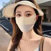 Combinación de Mascarilla y Sombrero de Seda de Hielo para Mujer, Protección Ocular de Verano, Ligera, Transpirable, Elegante Mascarilla de Protección Solar de Cara Completa con Protección para el Cuello