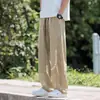 Calça Casual de Seda Gelada Masculina Verão Malha Respirável Solta Reta Esportiva Tendência Leve Proteção Solar Calça Longa