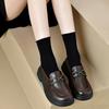Sapatos Pequenos de Couro Pretos para Mulheres 2024 Novos Verão Sapatilhas Estilo Britânico Mocassins com Saia Roupa de Trabalho jk Sapatilhas Femininas
